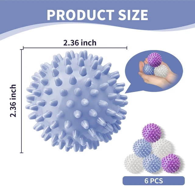 Alt view image 4 of 6 - 6Pcs 2.36Inch Reusable Dryer Balls for Washer & Dryer - Fabric Softener Alternative, Anti-Wrinkle & Pet Hair Remover