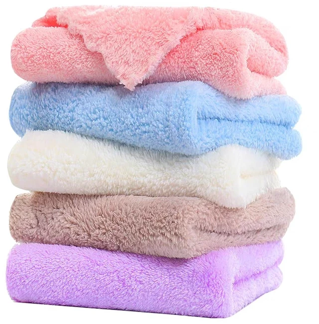 Main image of Microfiber Washcloths 5 Pack 29.5" x 13.8" Soft Fingertip Towels, Quick-Drying Coral Velvet Ultra Soft Face & Hand Towels for Bathroom, Spa, Gym
