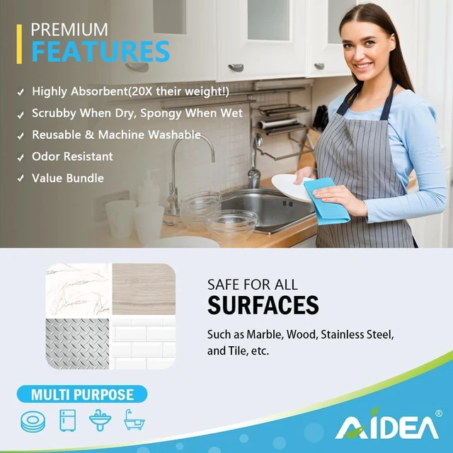 Alt view image 4 of 6 - AIDEA Swedish Dishcloths 10PK Reusable Paper Towels 7" x 6"