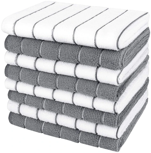 Main image of AIDEA Kitchen Towels 8PK, Dish Cloth, Grey, 12"x12"