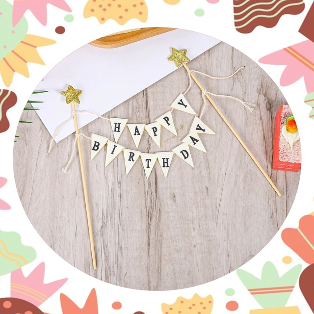 Alt view image 6 of 7 - Bewudy Happy Birthday Flag Banner Cake Topper