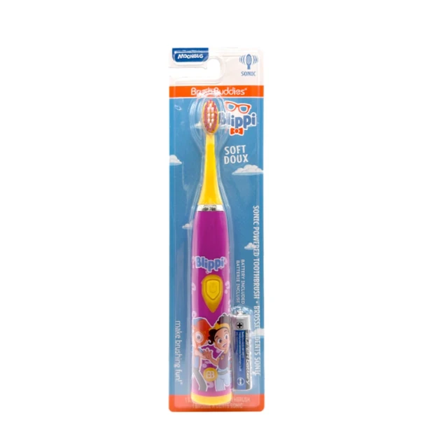 Alt view image 4 of 7 - Brush Buddies Blippi Electric Toothbrush for Kids, Battery Powered Sonic, Soft Bristles, Toddler Oral Care, Purple