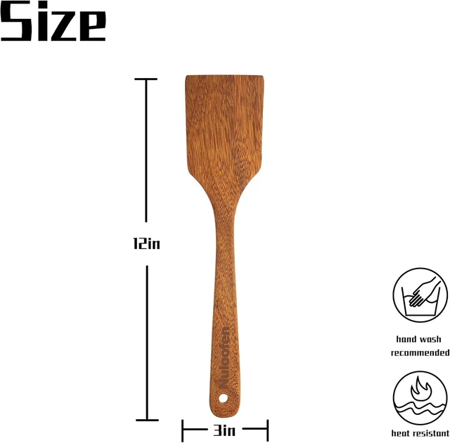 Alt view image 2 of 7 - Wooden Spatula Flat Turner for Nonstick Cookware, Frying, Baking, Mixing, Scraping - Solid Kitchen Utensil