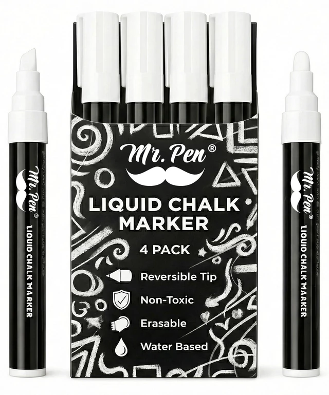 Main image of Mr. Pen Liquid Chalk Marker Pens, 4-Pack, 8 Labels