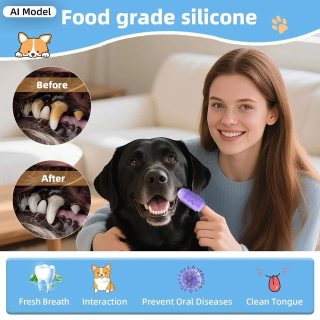 Alt view image 4 of 6 - 6Pcs Silicone Dog Toothbrush 360 Dog Tooth Brushing Kit Finger Toothbrush Cat Toothbrush Teeth Cleaning Dental Care
