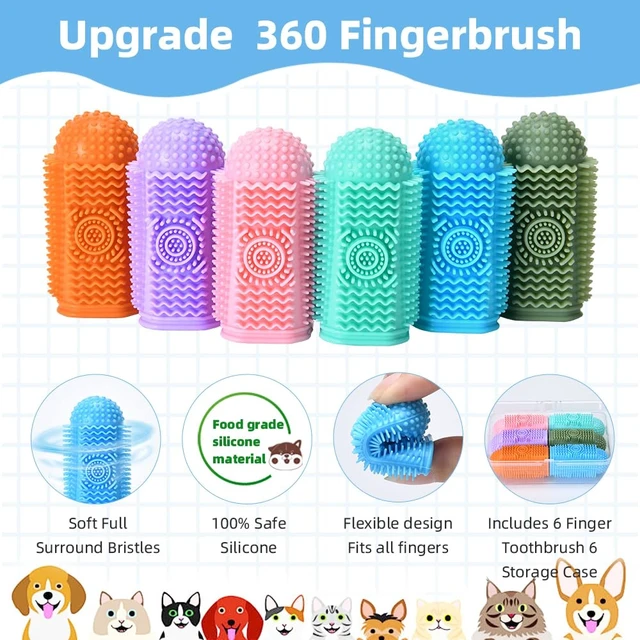 Alt view image 6 of 6 - 6Pcs Silicone Dog Toothbrush 360 Dog Tooth Brushing Kit Finger Toothbrush Cat Toothbrush Teeth Cleaning Dental Care