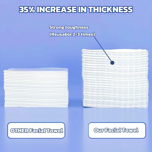 Alt view image 3 of 7 - Soft Cotton Disposable Face Towels, 100 Count, Dry Wipes Facial Towels Wash Cloths, Thickened Tissue for Cleansing, Makeup Remover and Skincare