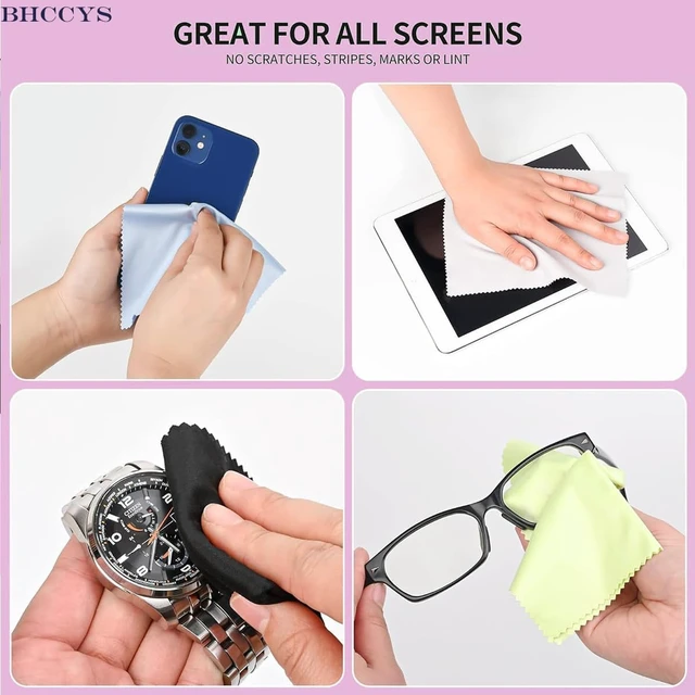 Alt view image 2 of 7 - Microfiber Glass Cleaning Cloth 12 Pack, Lens Wipes for Eyeglasses, Cell Phones, Screens, Electronics and Delicate Surfaces