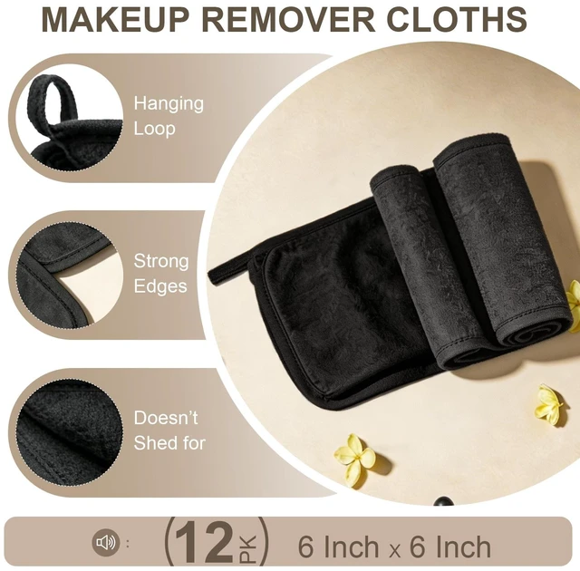 Alt view image 6 of 7 - Puomue Microfiber Makeup Remover Cloth 12 Pack, 6 x 6 Inches, Dark Grey