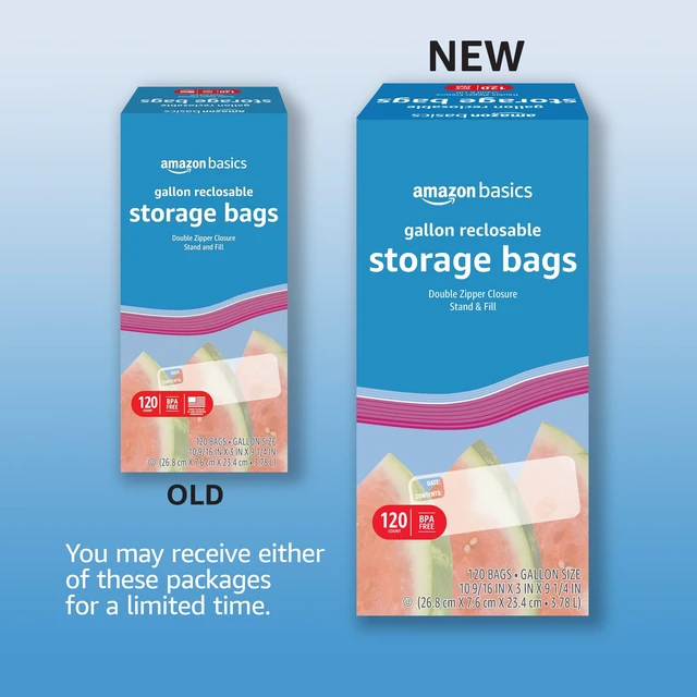Alt view image 4 of 5 - Amazon Basics Gallon Food Storage Bags, Reclosable, Double Zipper Seal, Stand and Fill Base, BPA Free, 120 Count