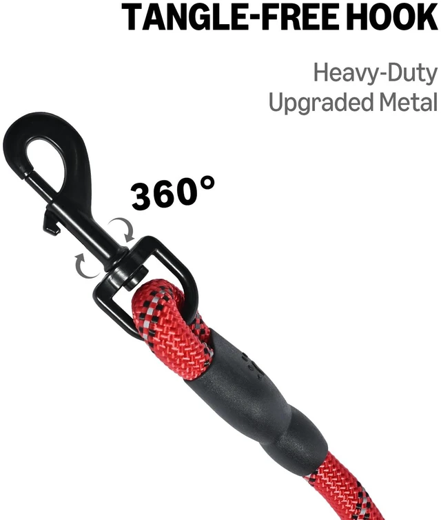 Alt view image 5 of 6 - Amazon Basics Round Dog Leash, Heavy Duty Durable Rope, for Small, Medium, Large Dogs, Lightweight for Walking, Training, Outdoor Activities, Red, 4Ft