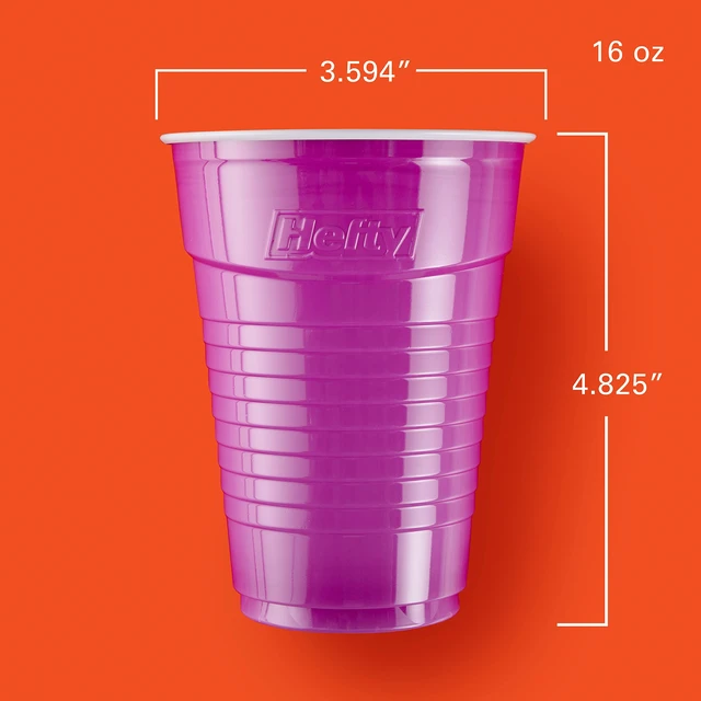 Alt view image 5 of 6 - Hefty Party On Disposable Plastic Cups, 16oz, Assorted, 100 Count