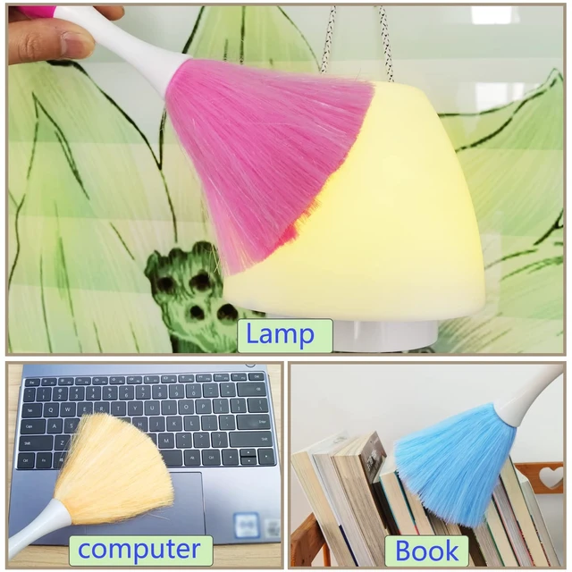 Alt view image 3 of 6 - 4 Pack Small Washable Microfiber Electrostatic Feather Duster Brush, Light Daily Household Dusting Cleaning Supplies for Book, Screen, Car, Furniture, Photo Frames
