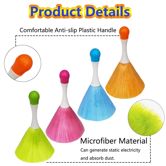 Alt view image 6 of 6 - 4 Pack Small Washable Microfiber Electrostatic Feather Duster Brush, Light Daily Household Dusting Cleaning Supplies for Book, Screen, Car, Furniture, Photo Frames