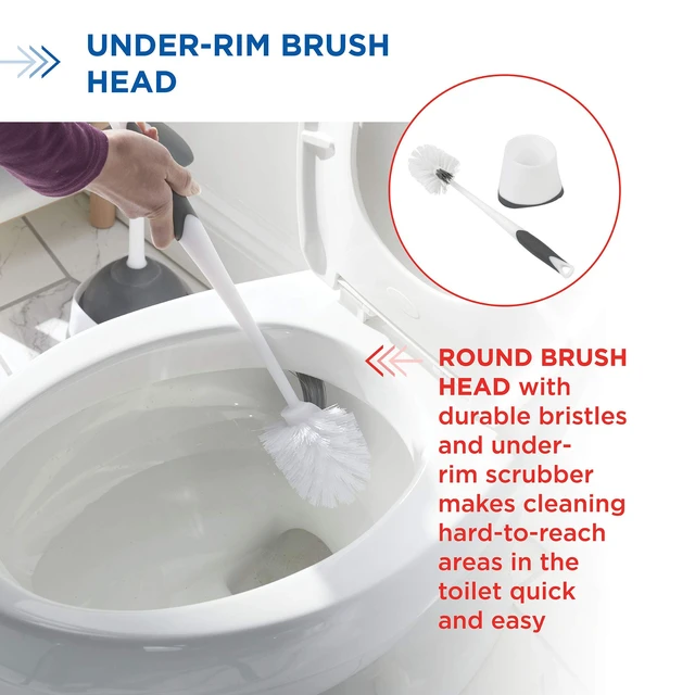 Alt view image 4 of 4 - Clorox Corner Toilet Bowl Brush with Under Rim Scrubber, Includes Corner Storage Caddy, White