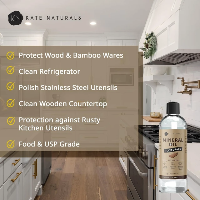 Alt view image 3 of 6 - Kate Naturals Mineral Oil for Wood Cutting Board Food Grade Odorless 8oz