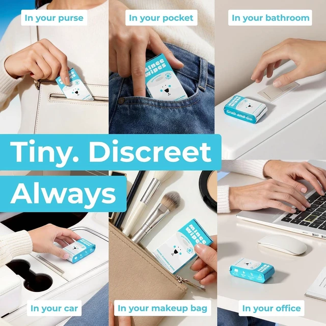 Alt view image 2 of 6 - Travel Flushable Wipes - 99.5% Water and Aloe - Unscented - Safe for Sensitive Skin & Hypoallergenic - 8 Pack (48 Wipes) for Adults & Kids