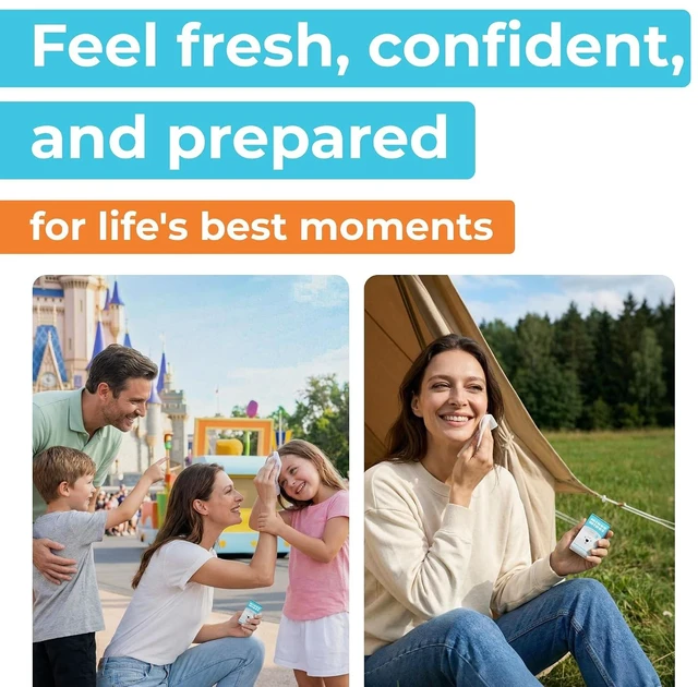 Alt view image 3 of 6 - Travel Flushable Wipes - 99.5% Water and Aloe - Unscented - Safe for Sensitive Skin & Hypoallergenic - 8 Pack (48 Wipes) for Adults & Kids