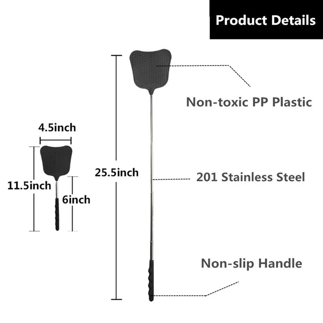 Alt view image 3 of 6 - 2Pack Telescopic Plastic Fly Swatters, Extendable