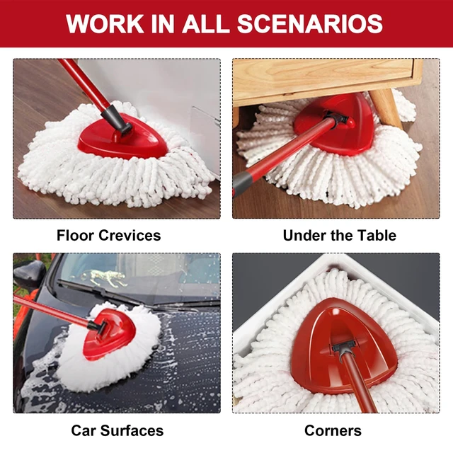 Alt view image 3 of 6 - 4 Pack Mop Head Replacements for Easy Wring 1-Tank Spin System, Microfiber Spin Refills