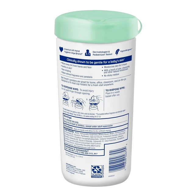 Alt view image 6 of 6 - Wet Ones Sensitive Skin Unscented Hand Wipes, 40 Count Canister (1 Pack)