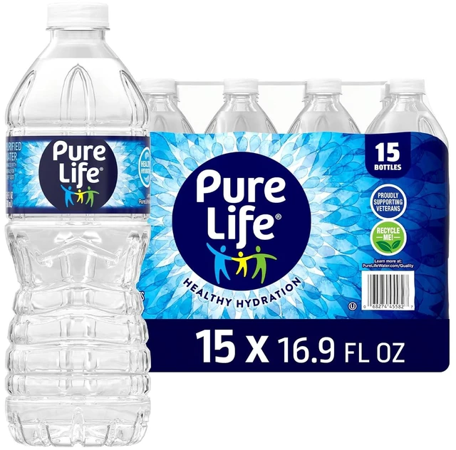 Main image of Pure Life Purified Bottled Water, 15Pack, 16.9Fl Oz