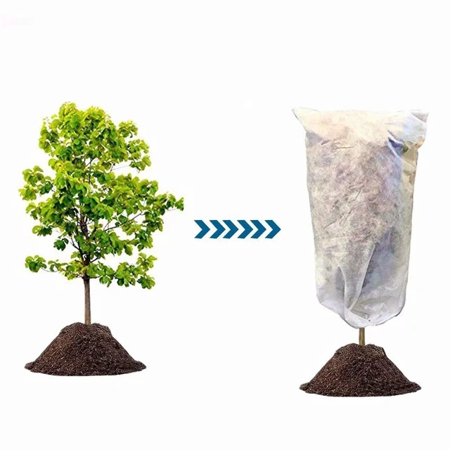 Alt view image 2 of 5 - Agfabric Freeze Cloth 96"x84" 0.9oz Winter Plant Cover Drawstring Bag Shrub Jacket Season Extension, White