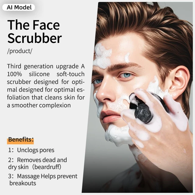 Alt view image 6 of 6 - Third Generation Upgraded Silicone Face Scrubber with 1262 Soft Bristle Manual Cleansing Brush for All Skin Types, Men and Women Black Large