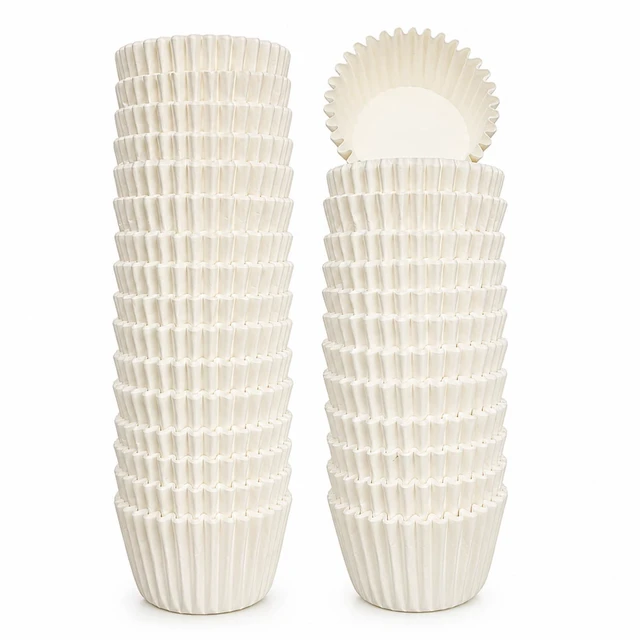 Main image of 500 Count Non-Stick White Mini Food-Grade Greaseproof Parchment Cupcake Liners for Baking Cupcakes Muffins Nuts