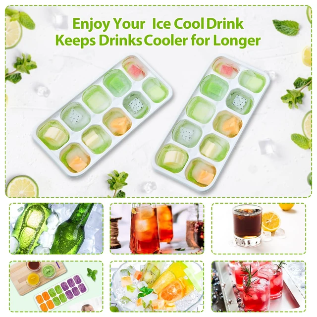 Alt view image 6 of 6 - DOQAUS 4-Pack Silicone Ice Cube Trays with Lids for Freezer