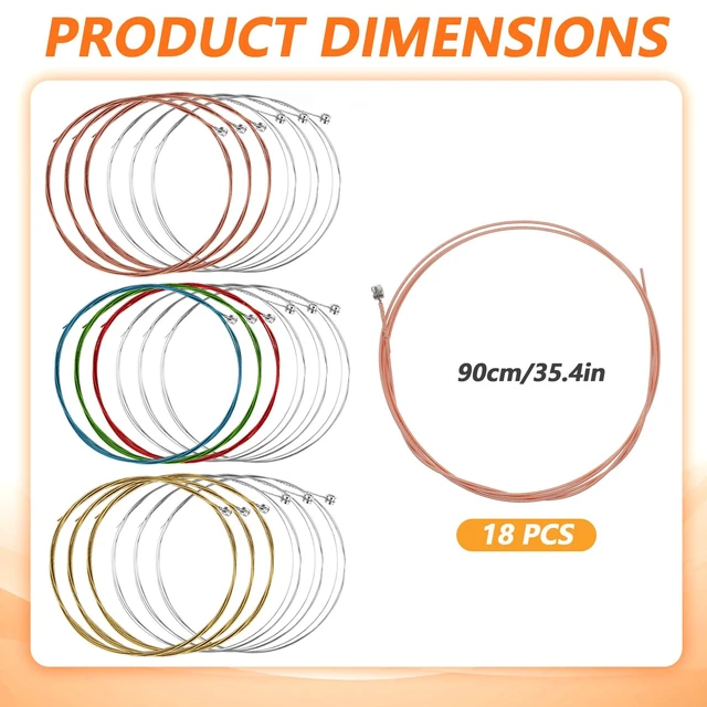 Alt view image 2 of 7 - 3 Sets Acoustic Guitar Strings 6 String Classical Replacement Bronze with Small Ball Ends Steel