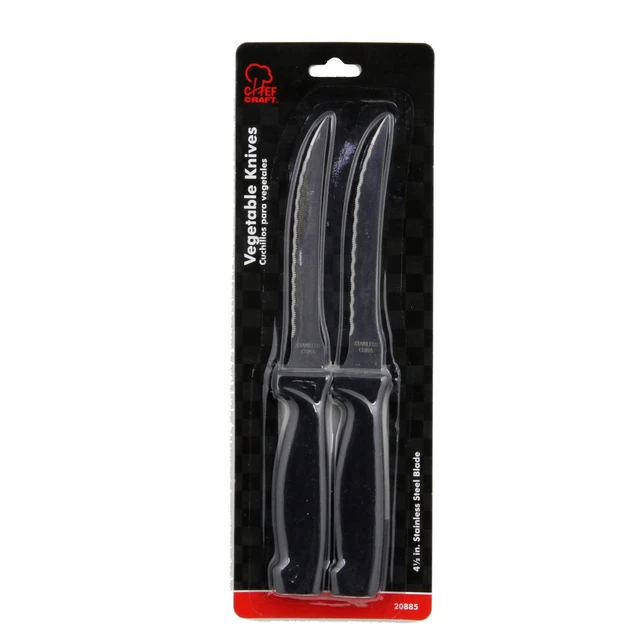 Alt view image 2 of 2 - Chef Craft Select Vegetable Knife, 4.5-Inch Blade, 8.5-Inch Overall Length, 2-Piece Set, Stainless Steel/Black
