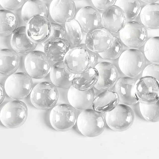 Main image of 5lb Clear Glass Beads, Pebbles, and Flat Glass Marbles for Vase Filler, Flower, Candle Crafts, Centerpieces & Wedding Decoration