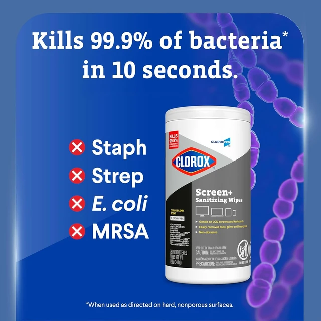 Alt view image 3 of 6 - CloroxPro Disinfecting Wipes For Electronics, Citrus Blend Scent, 75 Ct