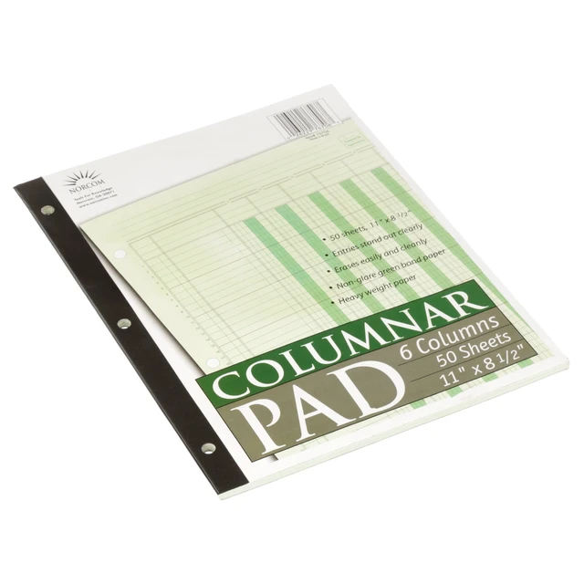 Alt view image 2 of 6 - Norcom Columnar Ledger Pad, 6 Columns, 8.5" x 11", Letter Size, 50 Sheets