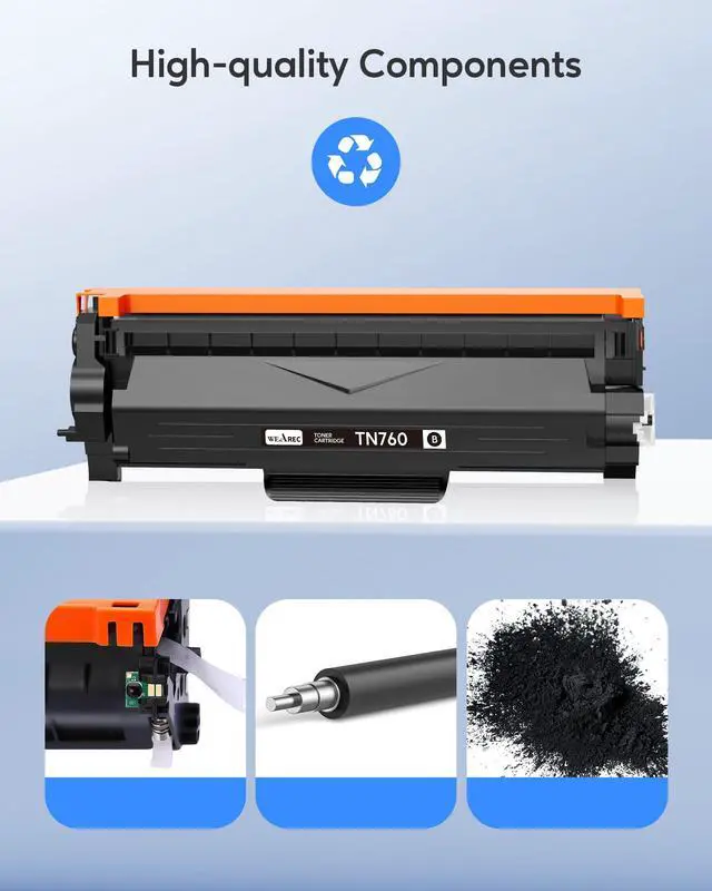Alt view image 4 of 6 - TN760 Toner Cartridges Replacement for Brother Toner TN-730/TN-760 Compatible HL-L2350DW MFC-L2710DW MFC-L2750DW HL-L2395DW HL-L2370DW DCP-L2550DW HL-L2390DW (Black, 2 Pack)