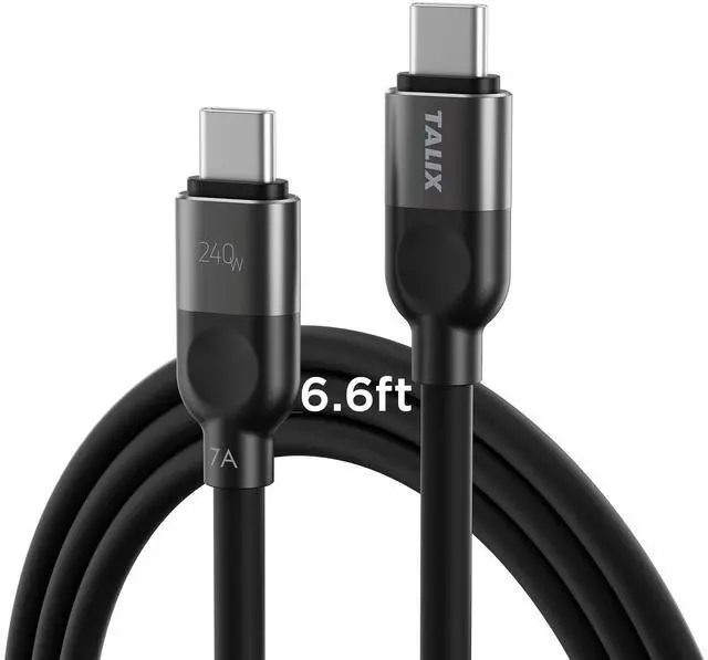 Main image of ViewSonic 240W USB C to USB C Cable, 7A PD3.2 Fast Charging Cable | E-Marker Chip, Soft Silicone Anti-Tangle Cord for MacBook Pro/Air, iPad, iPhone 17/16/15, Dell XPS, 6.6FT