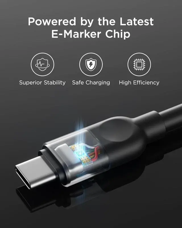 Alt view image 4 of 7 - ViewSonic 240W USB C to USB C Cable, 7A PD3.2 Fast Charging Cable | E-Marker Chip, Soft Silicone Anti-Tangle Cord for MacBook Pro/Air, iPad, iPhone 17/16/15, Dell XPS, 6.6FT
