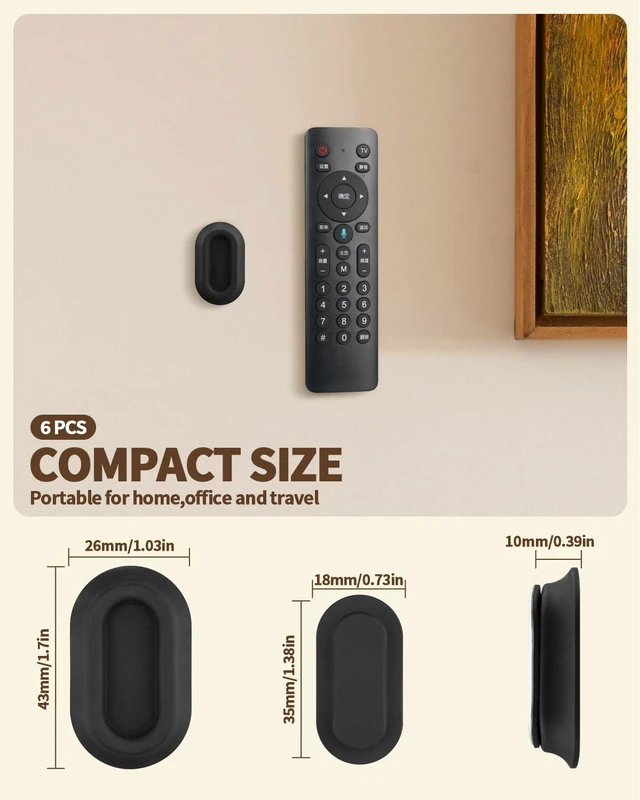 Alt view image 2 of 7 - 6 Pack Magnetic Remote Control Holder, Silicone, Self-Adhesive No-Drill | Upgraded Silicone Magnetic Wall Mount for TV, Fan, & Air Conditioner Remotes. Great for Bedroom Accessories and RV Storage