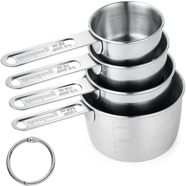 Main image of ViewSonic Measuring Cups of 4, Stainless Steel Measuring Cups, Stackable | Stainless Steel Cups with Metal Handle for Dry and Liquid Ingredients, Ideal for Cooking & Baking