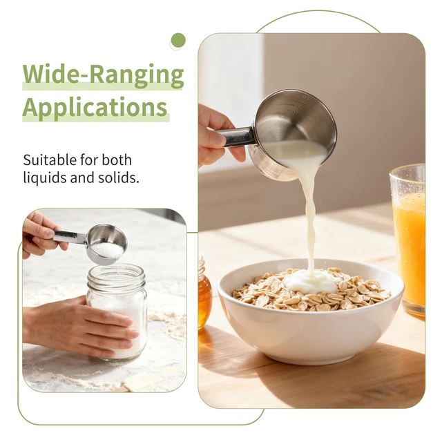 Alt view image 5 of 7 - ViewSonic Measuring Cups of 4, Stainless Steel Measuring Cups, Stackable | Stainless Steel Cups with Metal Handle for Dry and Liquid Ingredients, Ideal for Cooking & Baking