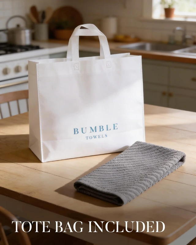 Alt view image 7 of 7 - Bumble Kitchen Towels (6-Pack), 16"x25", 100% Cotton, Dish Towels Gray | 445 GSM | Soft Diagonal Rib kitchen hand towels , Highly Absorbent & Durable Dish Towels for kitchen with Hanging Loop