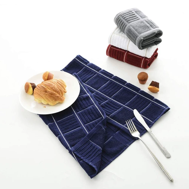Alt view image 4 of 7 - ViewSonic 100% Cotton Kitchen Towels, Absorbent Dish Towels with Hanging Loop, Soft Kitchen Hand Towels for Washing Drying Dishes(16x26, Set of 3, Navy)