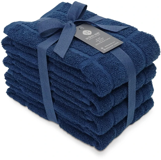 Main image of ViewSonic 100% Cotton Terry Dish Towels for Kitchen, 4 Pack Plain, 16 x26 Inches, Super Soft and Absorbent, Perfect for Cleaning and Dish Washing | Navy Blue Kitchen Towels