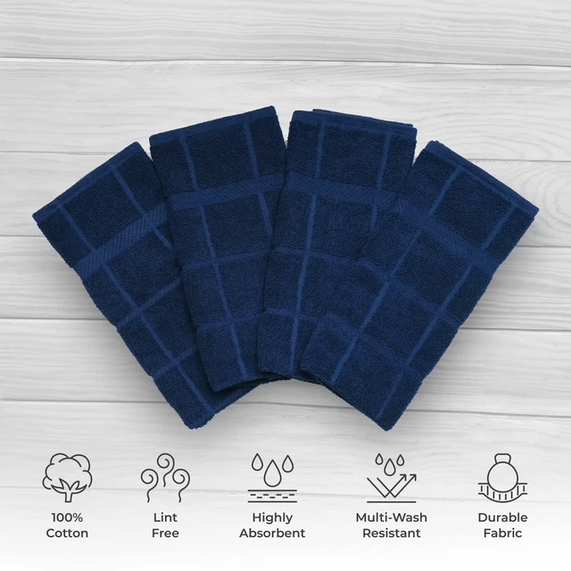 Alt view image 2 of 6 - ViewSonic 100% Cotton Terry Dish Towels for Kitchen, 4 Pack Plain, 16 x26 Inches, Super Soft and Absorbent, Perfect for Cleaning and Dish Washing | Navy Blue Kitchen Towels