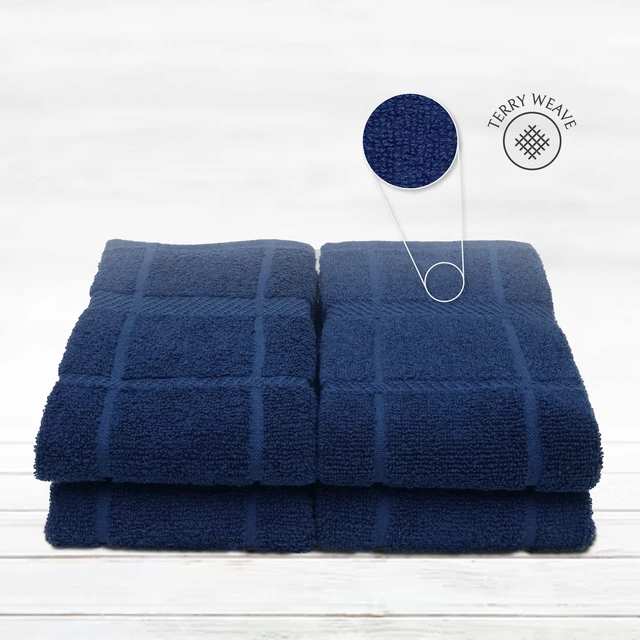 Alt view image 3 of 6 - ViewSonic 100% Cotton Terry Dish Towels for Kitchen, 4 Pack Plain, 16 x26 Inches, Super Soft and Absorbent, Perfect for Cleaning and Dish Washing | Navy Blue Kitchen Towels