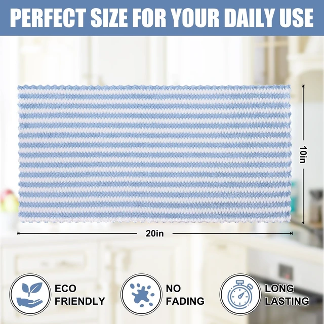 Alt view image 5 of 7 - ViewSonic 12 Pack Coral Velvet Kitchen Towels, 10 x 20inches, Blue | Ultra Soft and Absorbent Dish Towels, Reusable Fast Drying Microfiber Cleaning Cloth No-lint