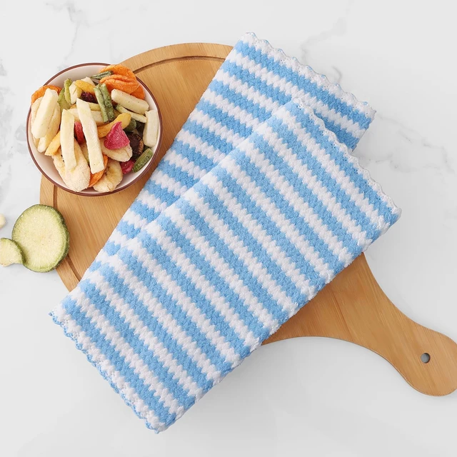 Alt view image 6 of 7 - ViewSonic 12 Pack Coral Velvet Kitchen Towels, 10 x 20inches, Blue | Ultra Soft and Absorbent Dish Towels, Reusable Fast Drying Microfiber Cleaning Cloth No-lint