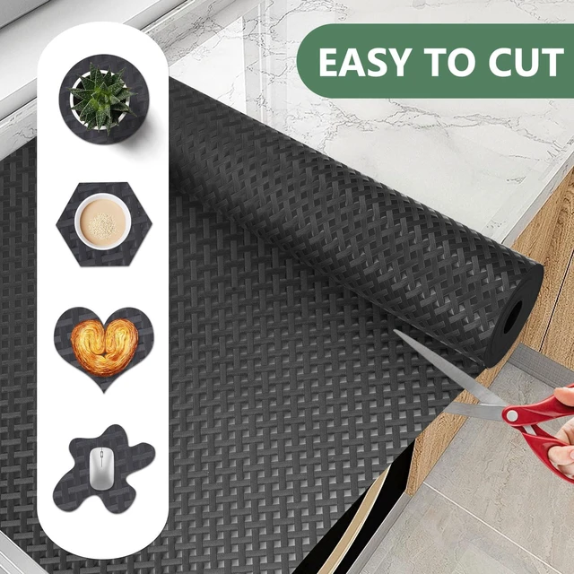 Alt view image 3 of 6 - ViewSonic Shelf Liners, Non-Adhesive Drawer Liner, Waterproof&Oil-Proof Kitchen Cabinet Cupboard Liner Plastic EVA Material BPA Free Fridge Liner Mats Paper Protector for Shelves (Black/12in x 120in)