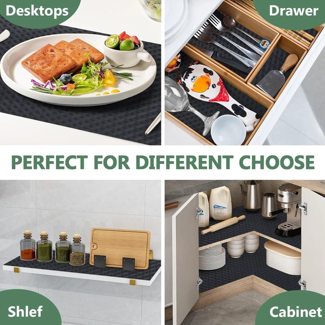 Alt view image 5 of 6 - ViewSonic Shelf Liners, Non-Adhesive Drawer Liner, Waterproof&Oil-Proof Kitchen Cabinet Cupboard Liner Plastic EVA Material BPA Free Fridge Liner Mats Paper Protector for Shelves (Black/12in x 120in)